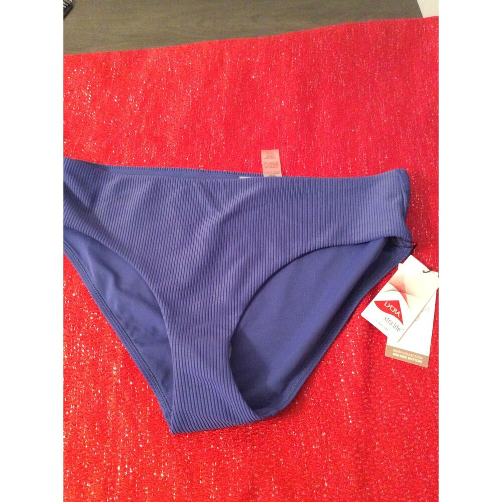 New NWT Calla Large Swim Suit Bottom Mid Rise Ribbed Blueberry